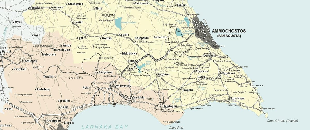 Kort af ayia napa Kýpur