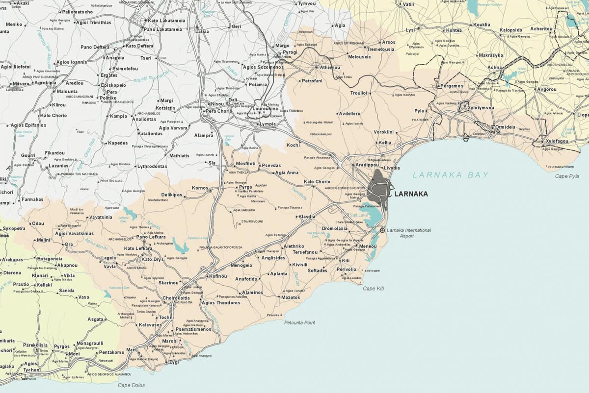 Kort af larnaca Kýpur