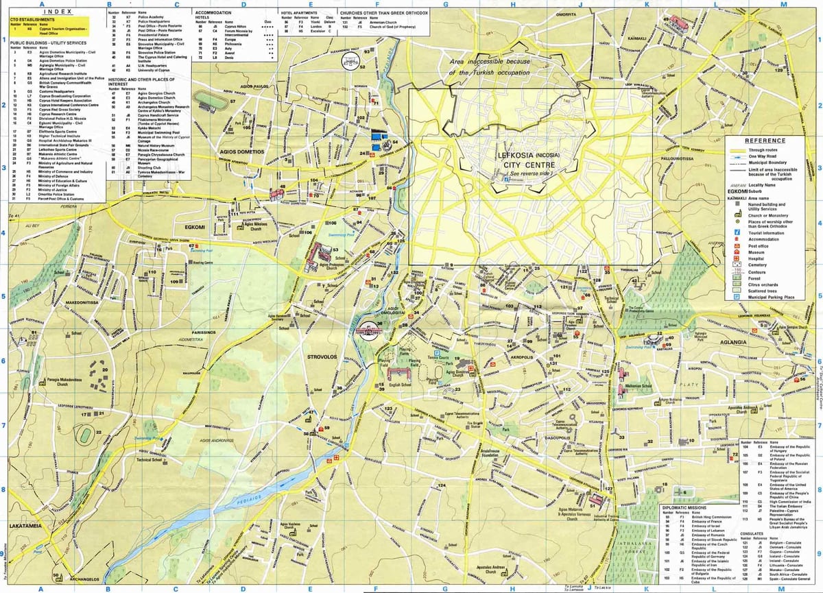 Kort af nicosia Kýpur